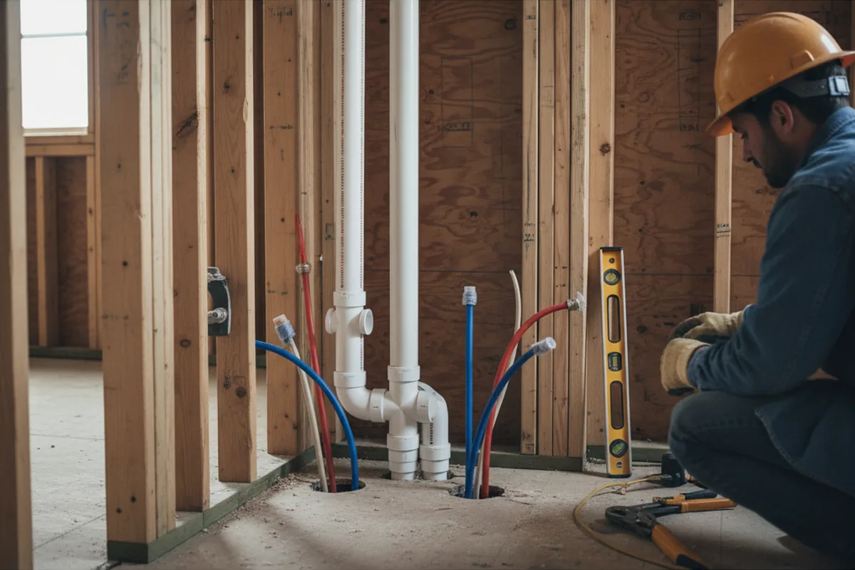 Drain and supply rough-in during Leak Detection in Finlayson