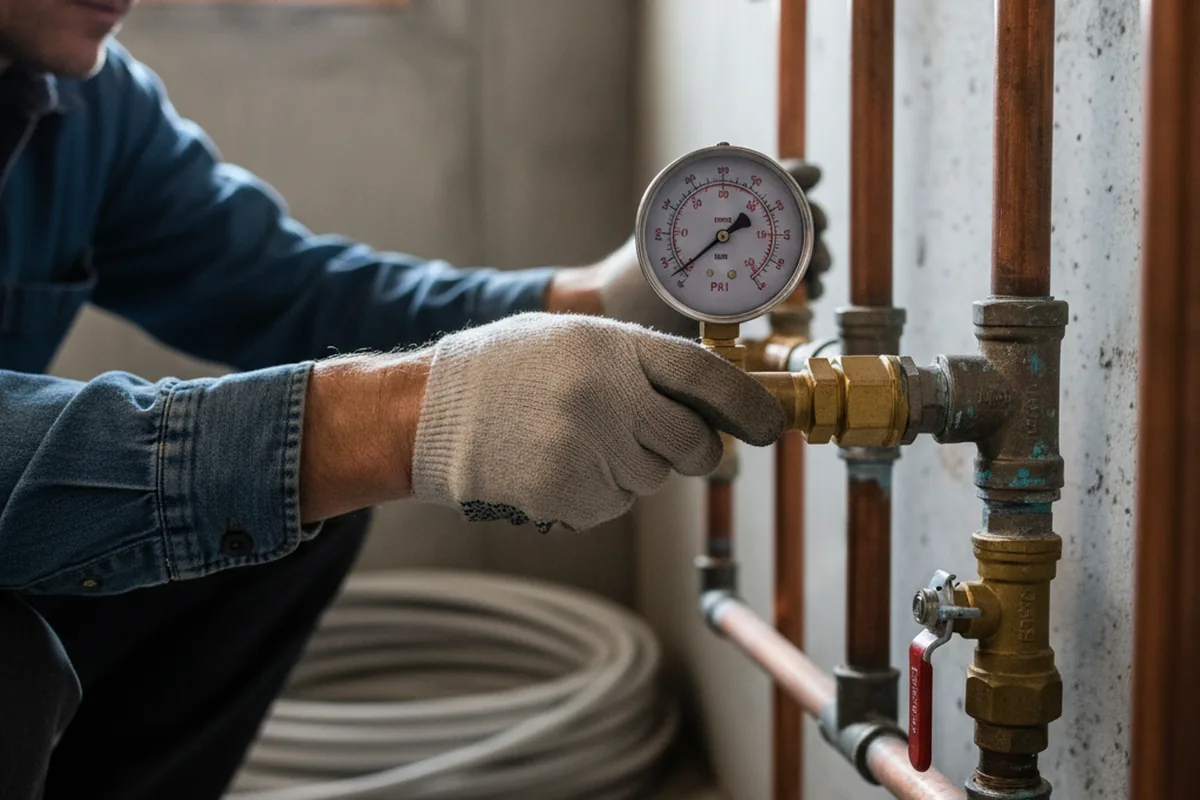Pressure testing a repaired line during Water Line Repair in Finlayson